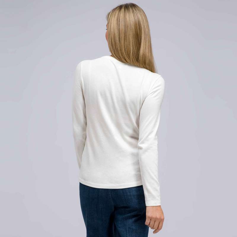 Long Sleeve Appliqued Crew Neck, Sugar, large image number 1